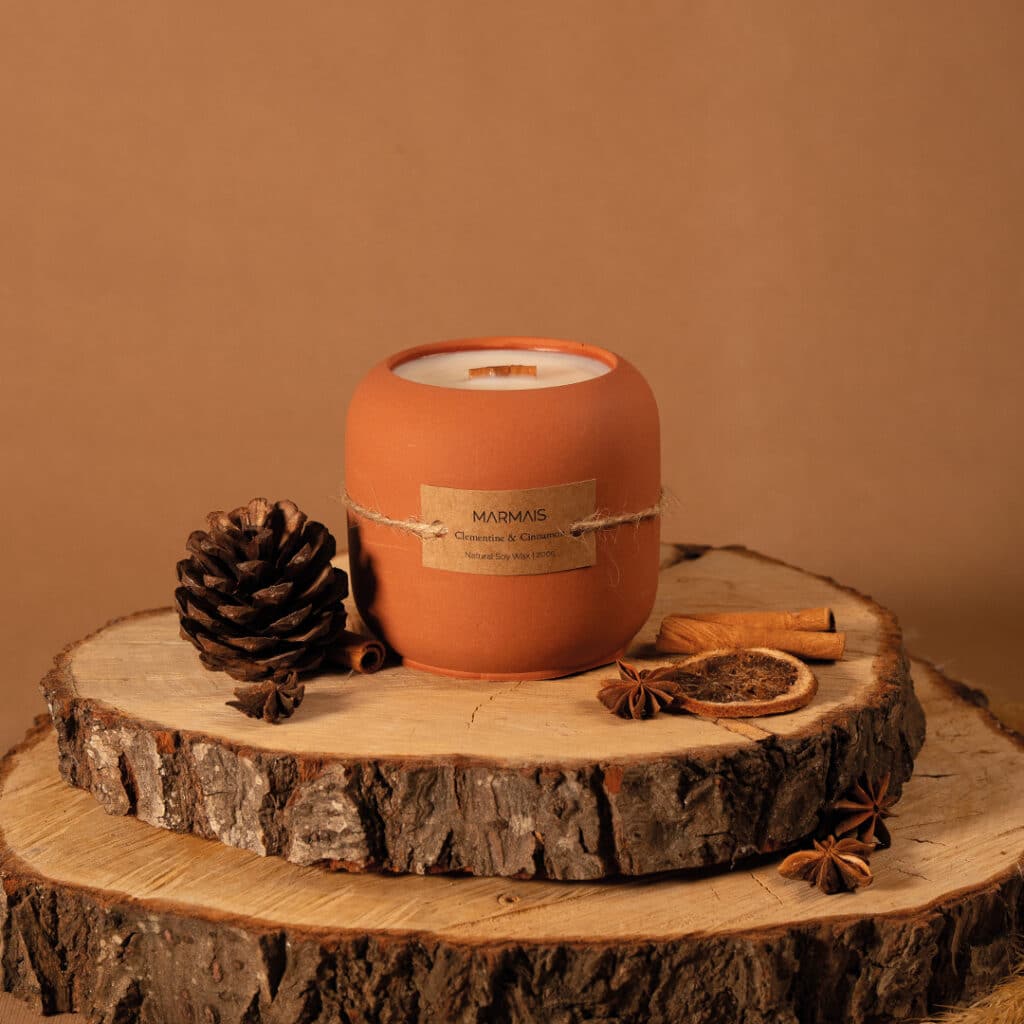 'Clementine and Cinnamon' Rounded Handmade Candle