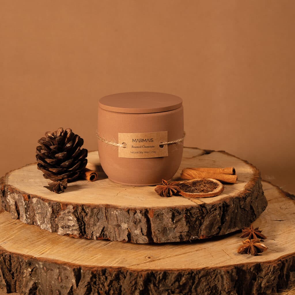 'Roasted Chestnuts' Handmade Candle With Lid