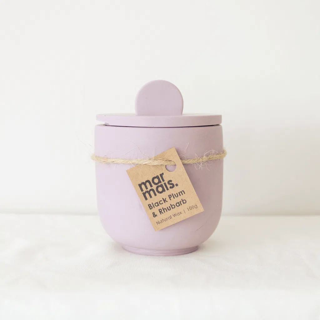 Small handmade candle | Black plum & rhubarb scented candle