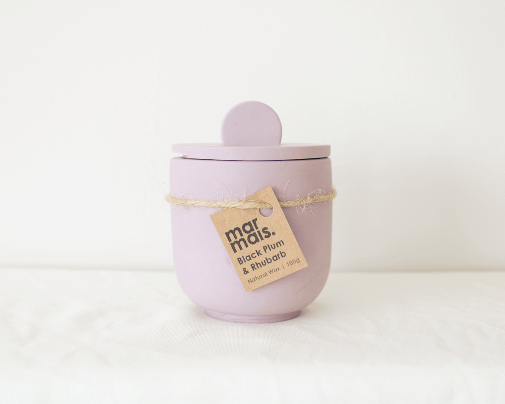 Small handmade candle | Black plum & rhubarb scented candle