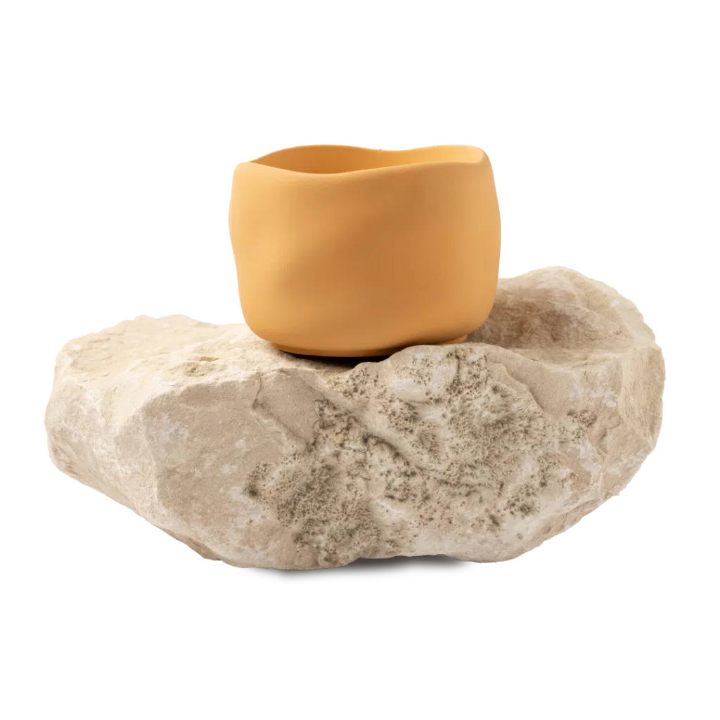 Sweet Amber & Orange handmade candle in a natural Jesmonite vessel